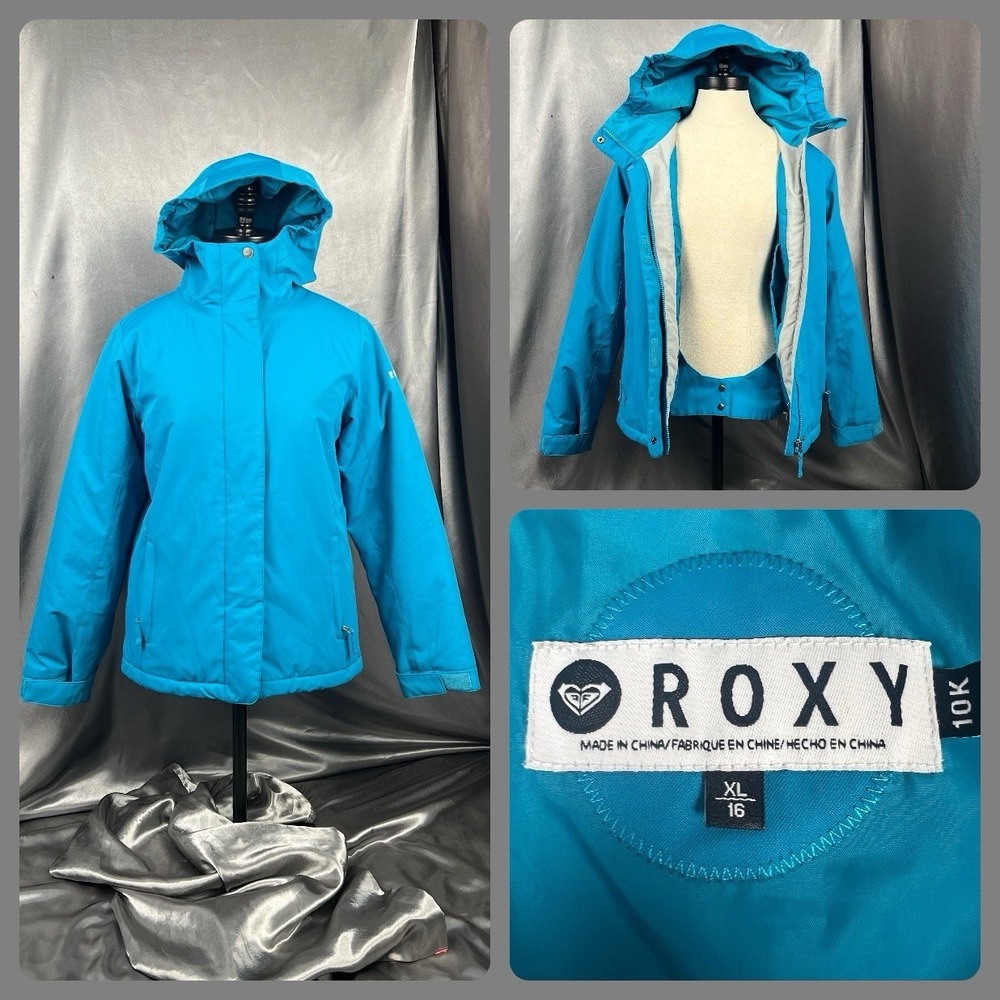 Y2K ROXY 10K Girls‎ / Teen Winter Ski Snow Coat Size 16 XL Teal (Blue Green)